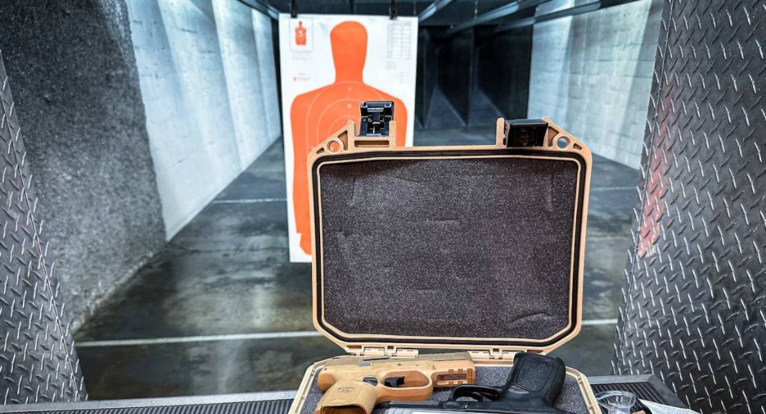 two pistols and a shooting range