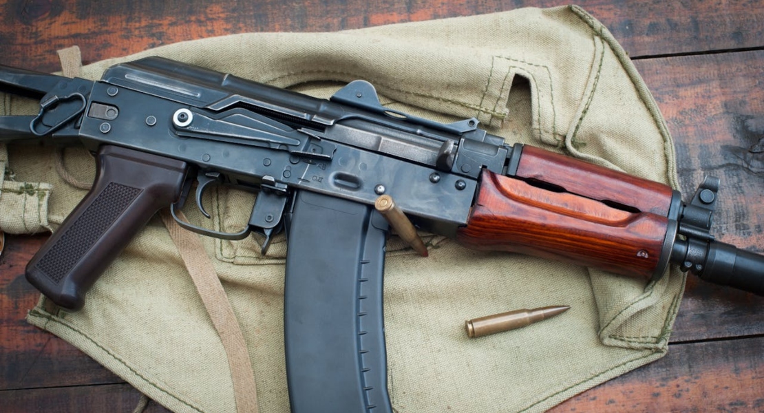 a rifle on the table