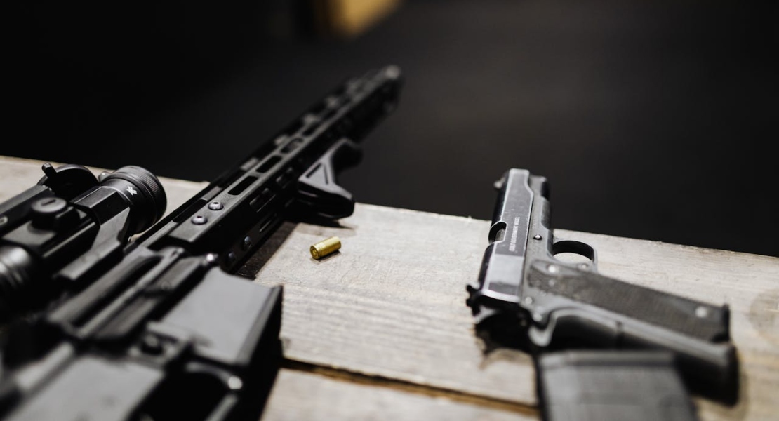 firearms on the desk