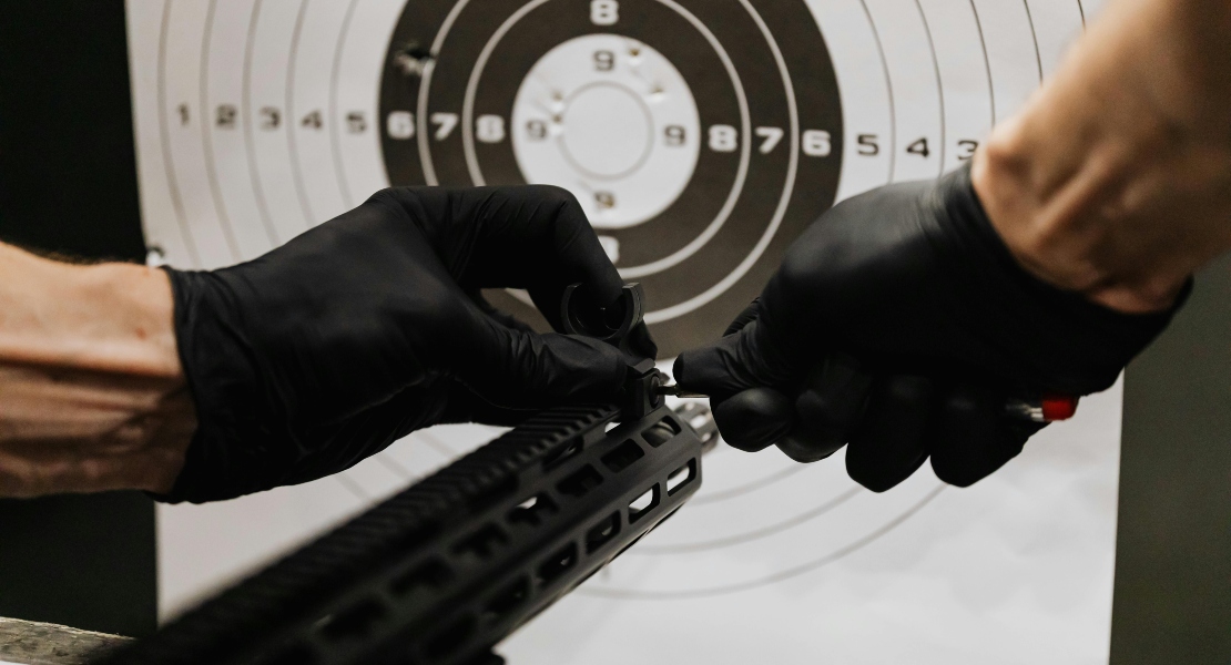 A man shooting a target.