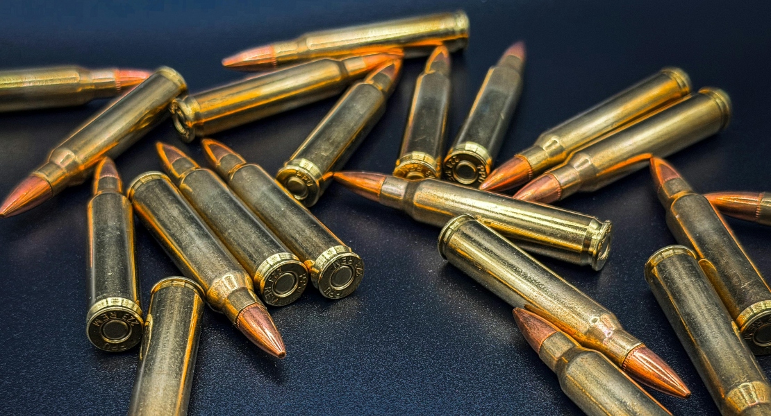 A close-up of AK ammunition.