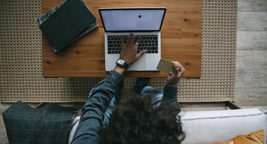 a man doing some online shopping