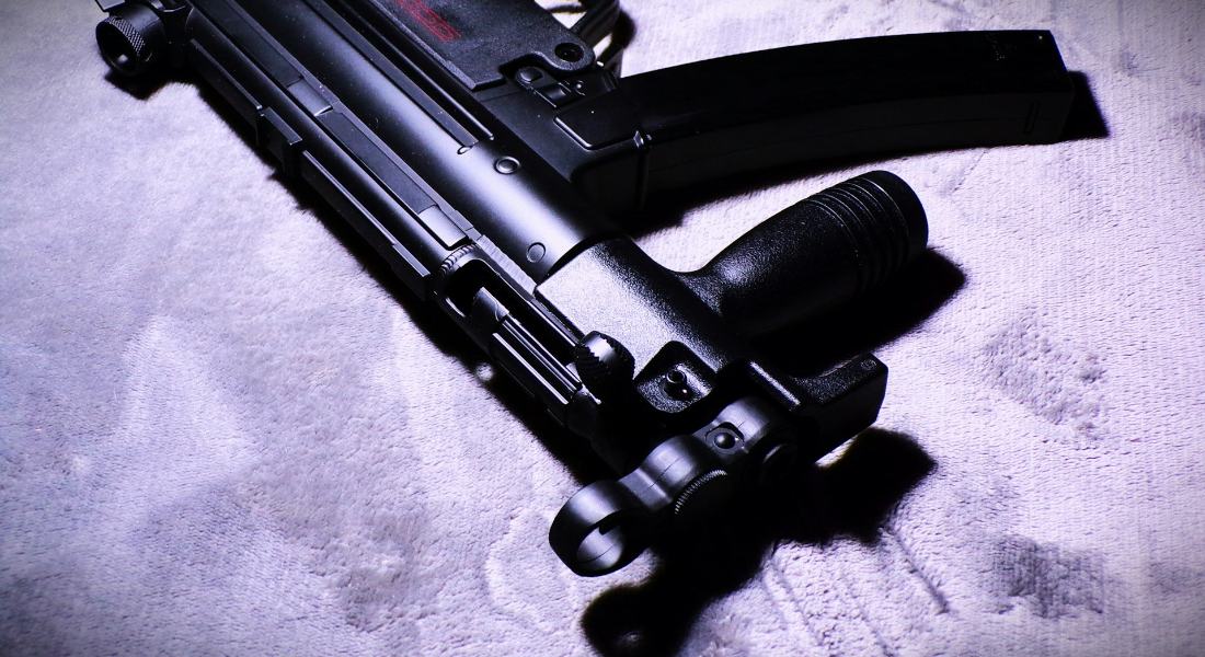 a machine gun on a table