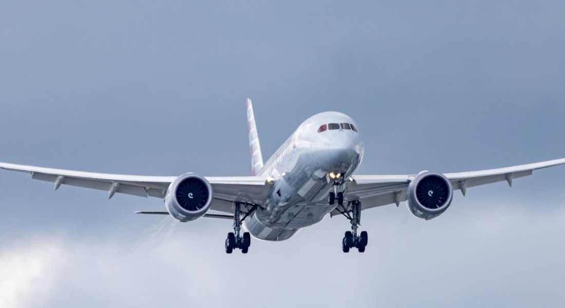 an airplane ready to touchdown