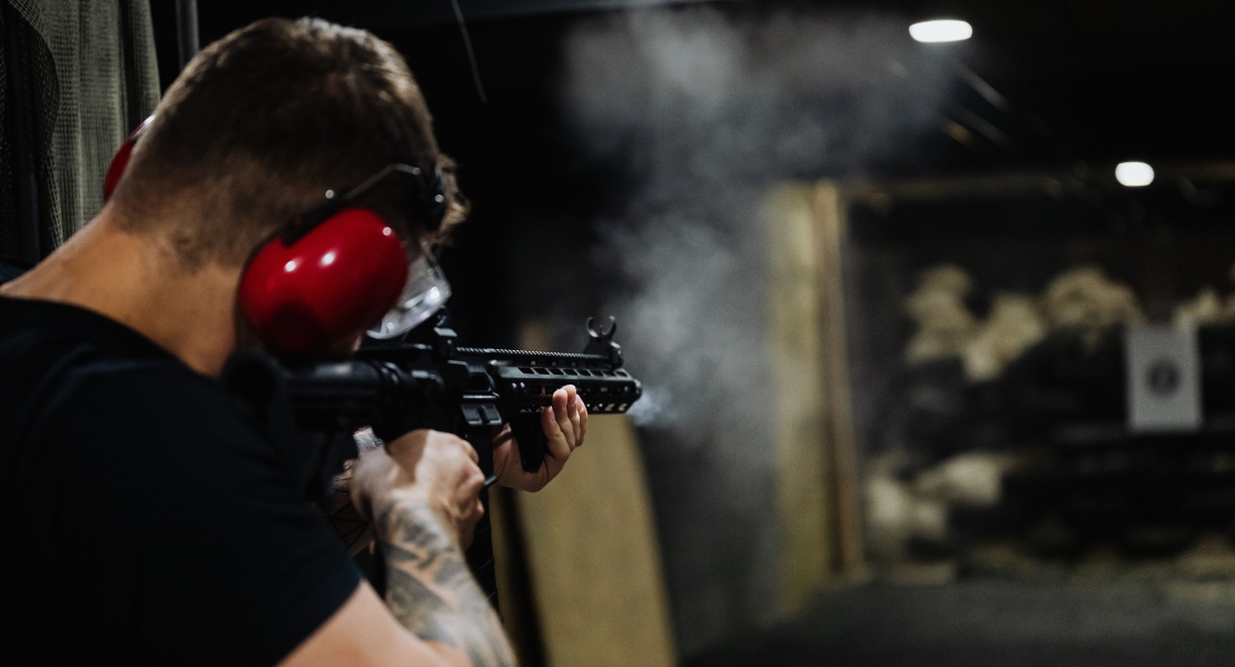 Shooter running an AR-9 super safety build