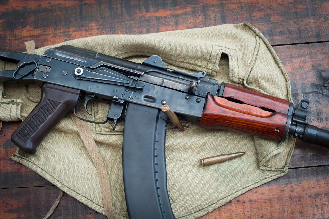 An AK-47 on a table
