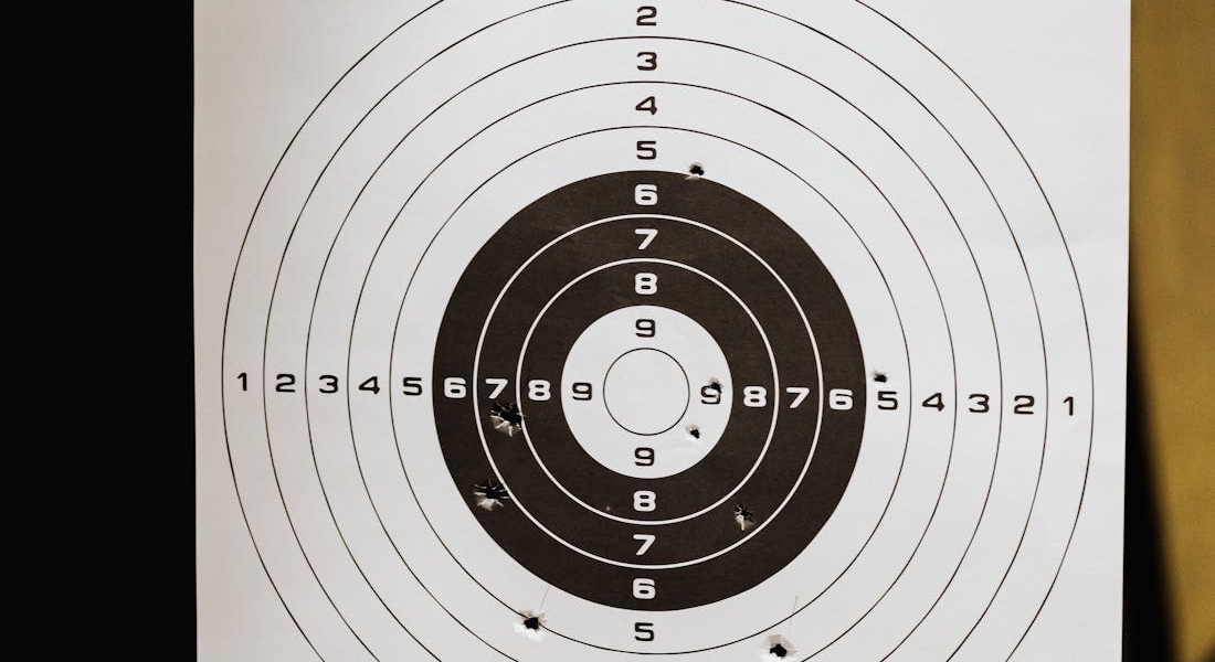 Shooting target with bullet holes