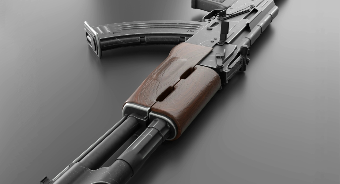 An AK rifle on the surface.