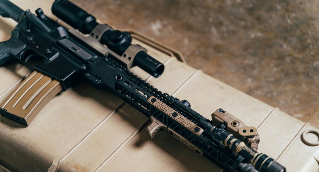 The M16 BCG super safety from a close-up.