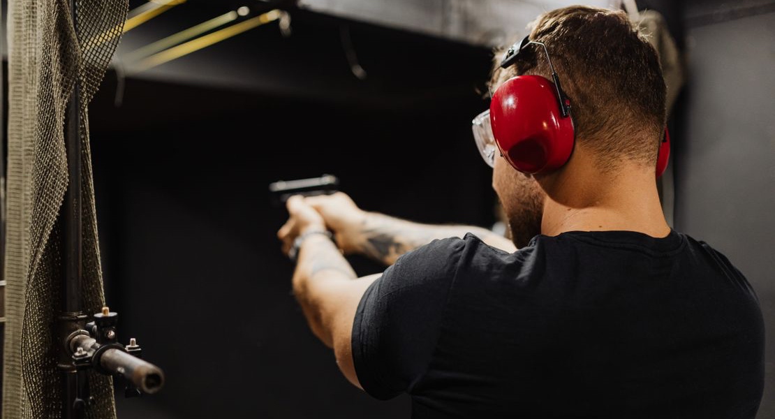 Person practicing at a shooting range