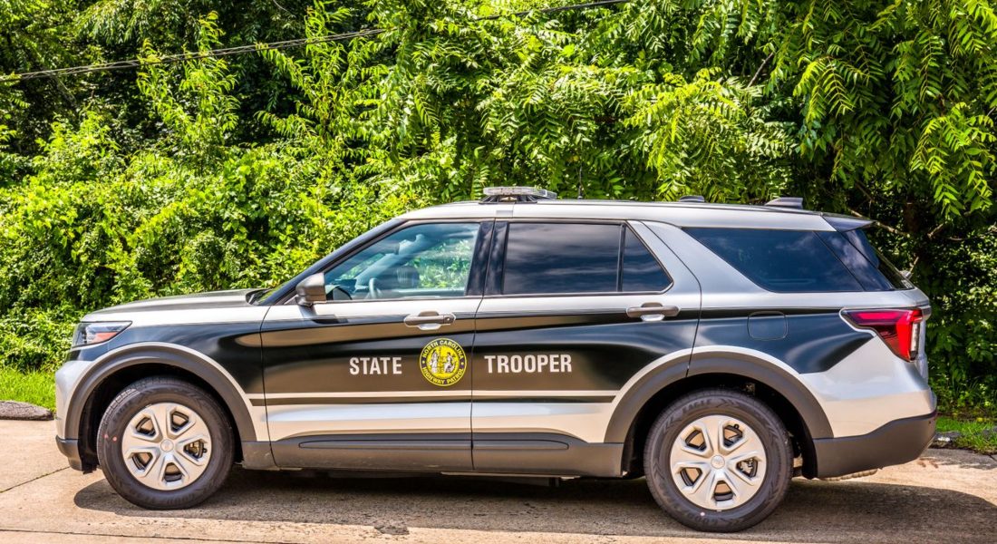 State trooper SUV parked on a sunny day