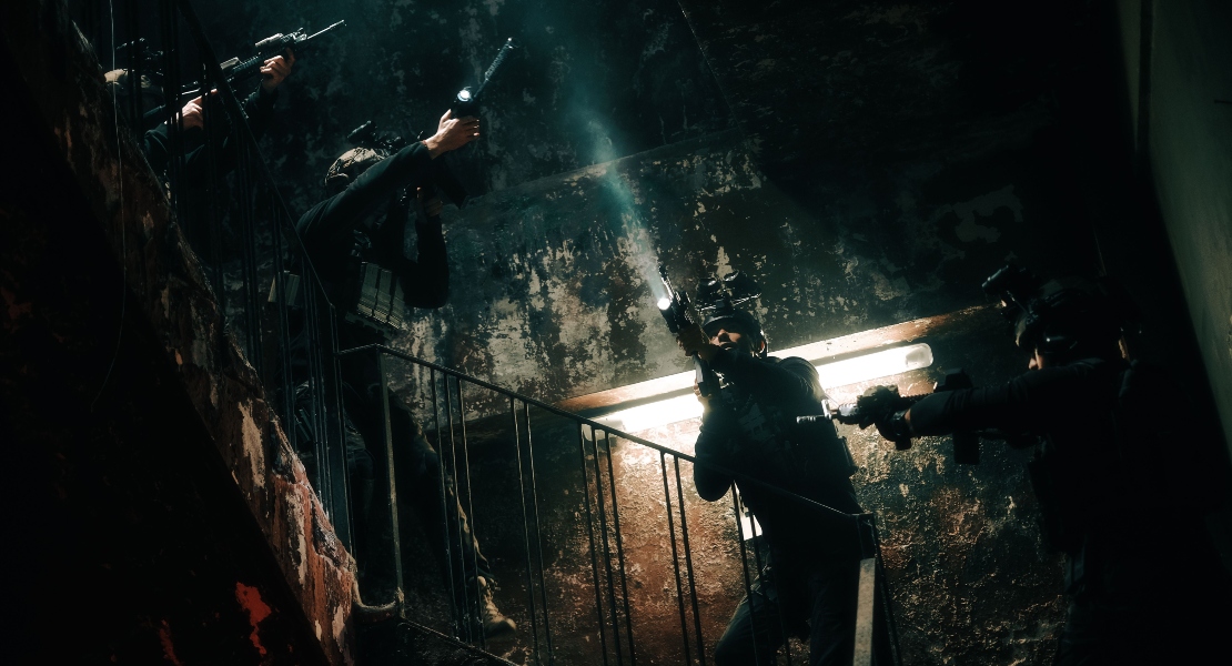 Actors using mp5 on set.