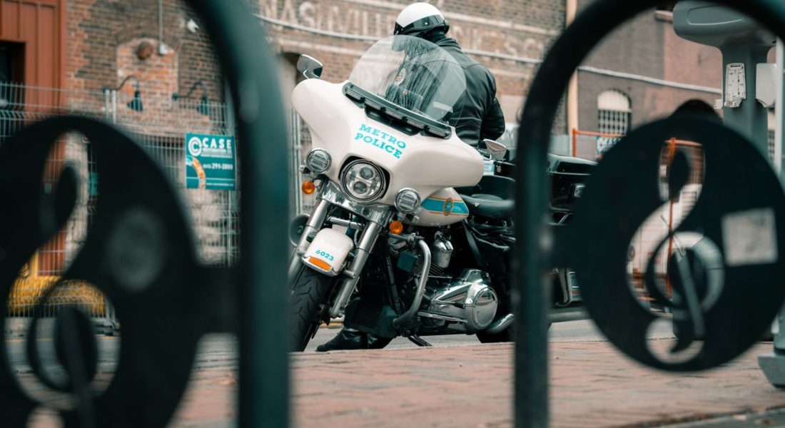 Metro Police officer on a motorcycle patrolling the streets